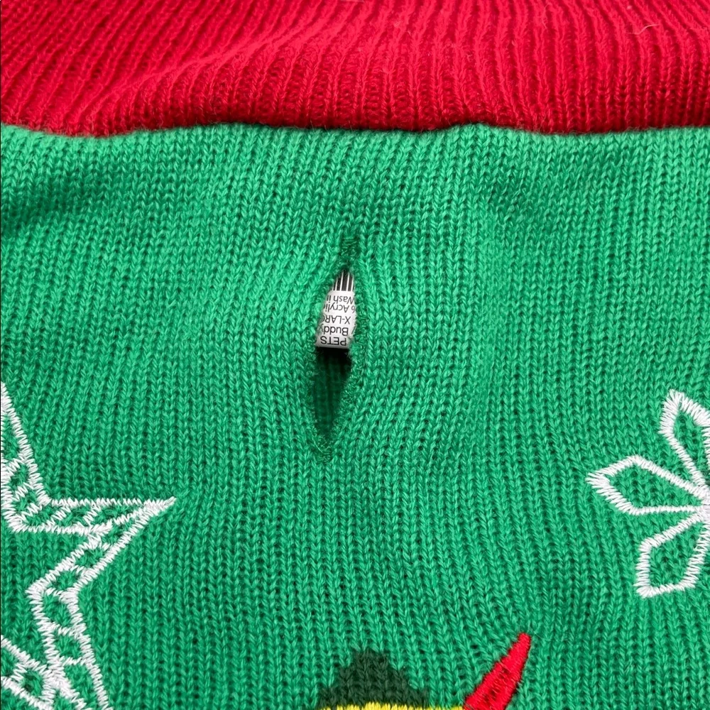 ELF Festive Green and Red Crewneck Dog Sweater X-Large